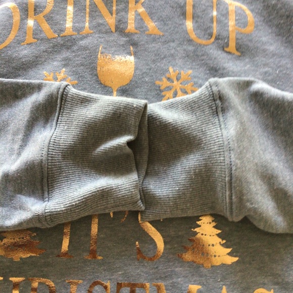 CHRISTMAS PARTY SWEATSHIRT GREEN AND GOLD NWT PXL - Picture 5 of 8